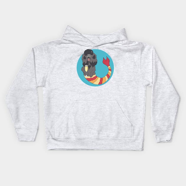 Sandy the Poodle Mermutt Kids Hoodie by abrushwithhumor